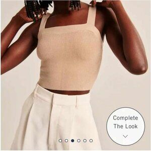 Abercrombie Cropped Cotton Ribbed Stretch Knit Sweater Tank Top, SIZE S